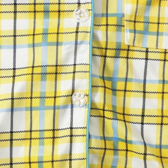 New Yellow Plaid Long Pajama Set - Picture 4 of 5